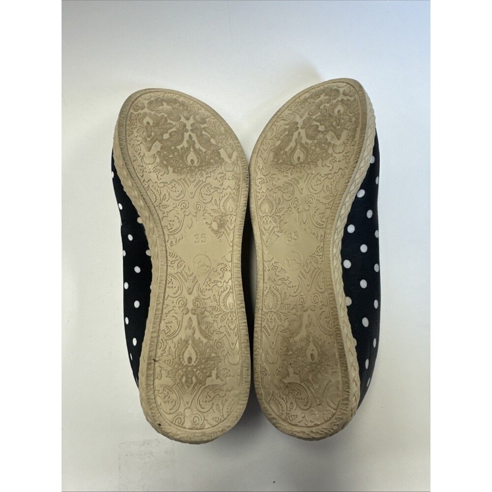 Ficare Nottingham Black White Polka Dot Scallop Espadrilles Sz 4.5 - Picture 5 of 5